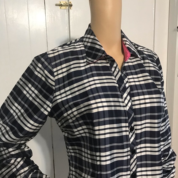 BELUVA San Francisco Plaid Button Front Navy M - Picture 3 of 6